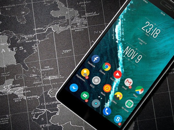 Smart phone with world map