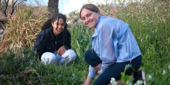 SBE students in garden