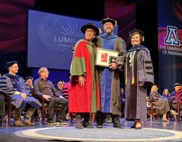 Ladd Keith with CAPLA Dean Nancy Pollock-Ellwand and Provost Patricia Prelock